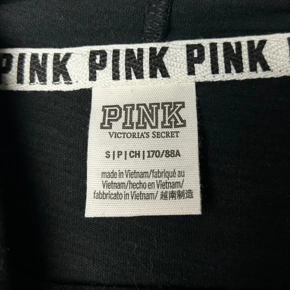 PINK Victoria's Secret Black Long Sleeve Hooded Top - Picture 7 of 7